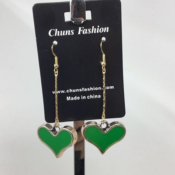 Lightweight Heart Dangle Earrings (H15) - Picture 1 of 6